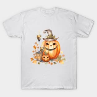 Two Fall Pumpkins with Leaves T-Shirt